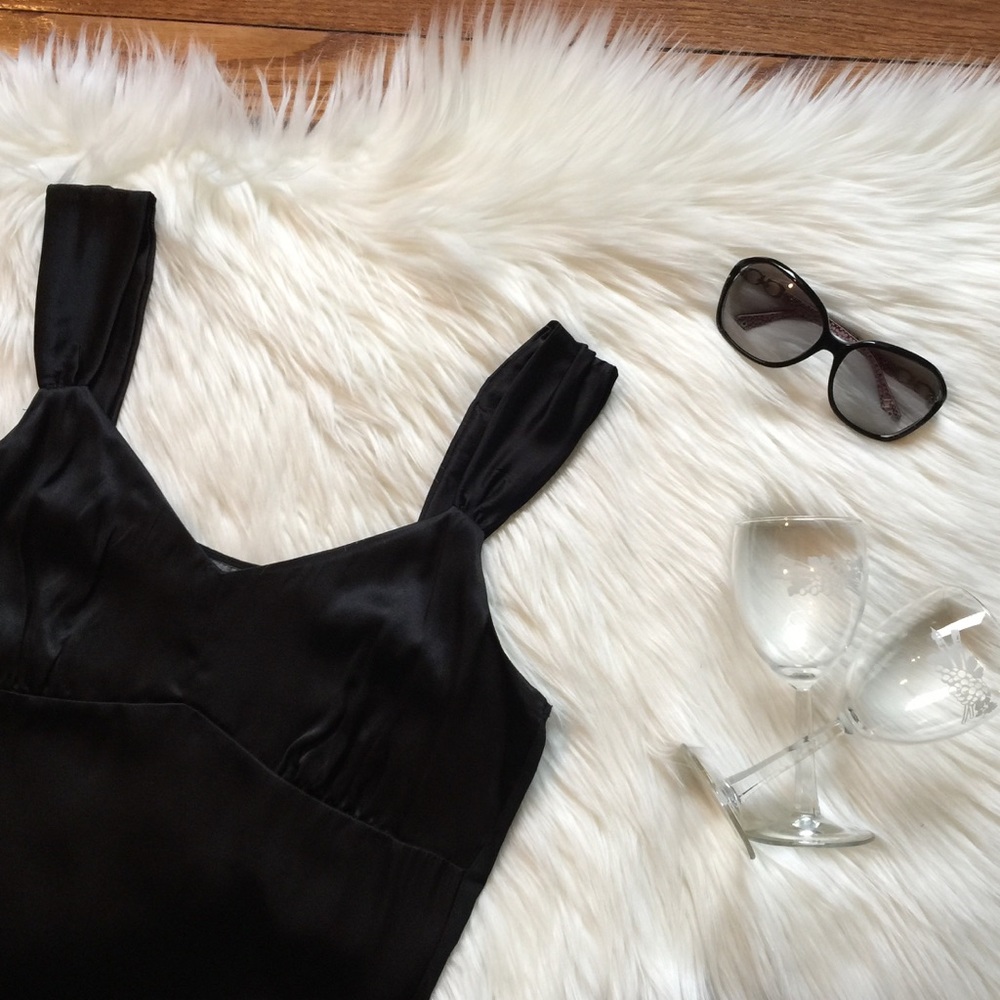 Ann Taylor Black Mixed Media Silk Camisole Top